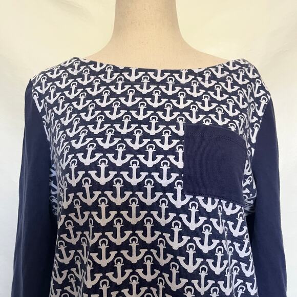 Tommy Hilfiger Anchor Womens Top Sz M Nautical Sailor Preppy Hi-low Coastal Core - Picture 2 of 14